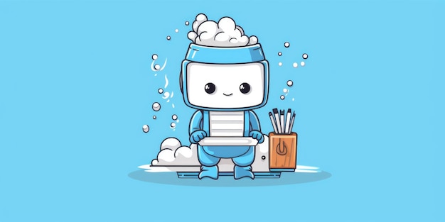 Mascotte de rédacteur technique pour un dessin au trait de logo d'entreprise Generative AI