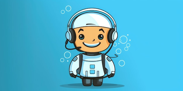 Mascotte de représentant du service client pour un dessin au trait du logo de l'entreprise Generative AI