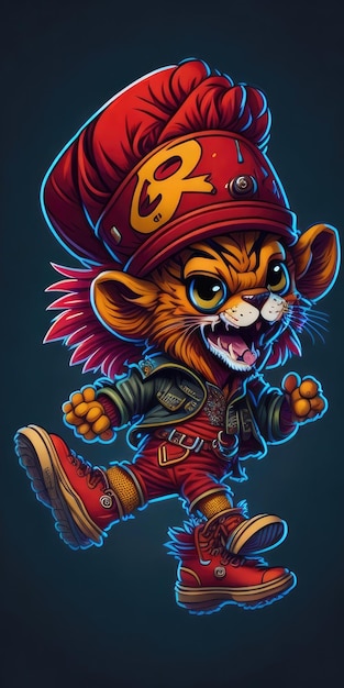 Mascotte de tigre en costume de pirate Illustration colorée