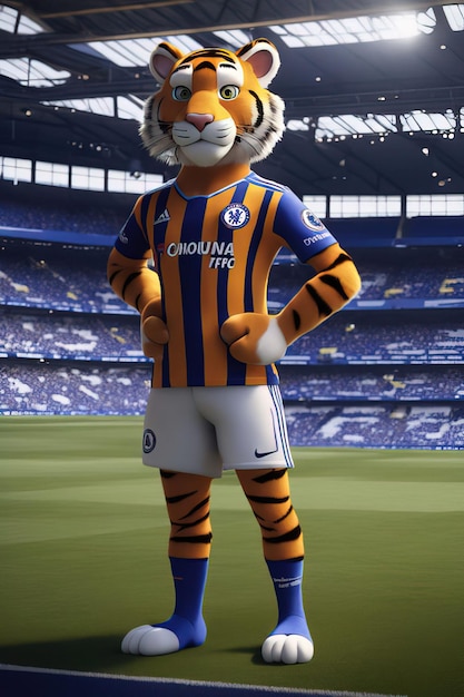 une mascotte de tigre pour le match de football