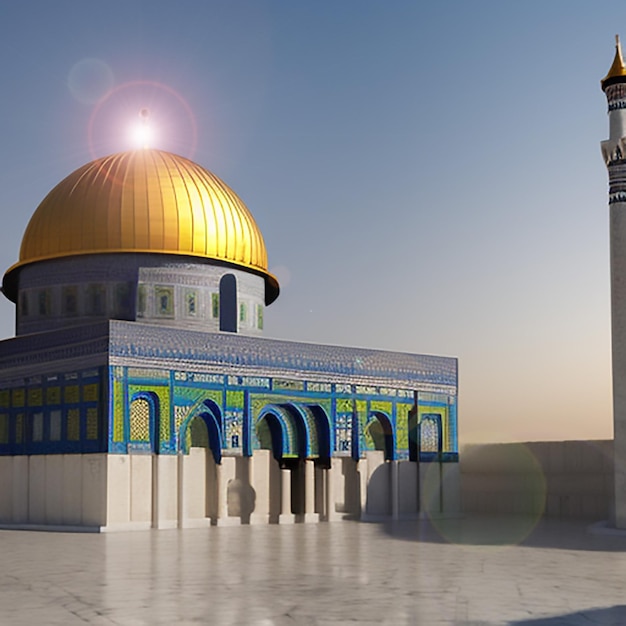 Masjid e Aqsa TombPalestineGazaDrapeau3DImages Réalistes