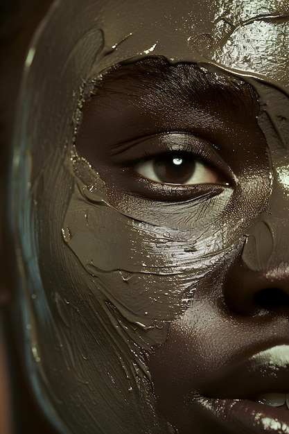 Le masque d'argile luxueux sur la beauté africaine