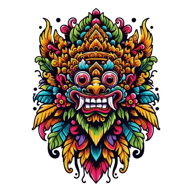 le masque de barong balinèse coloré illustration générative ai