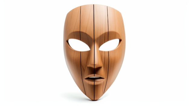 Masque en bois sur fond blanc