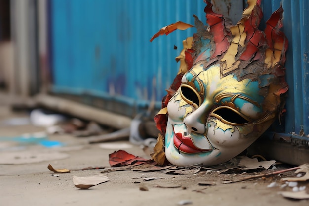 Masque de carnaval allongé symbolisant les luttes cachées