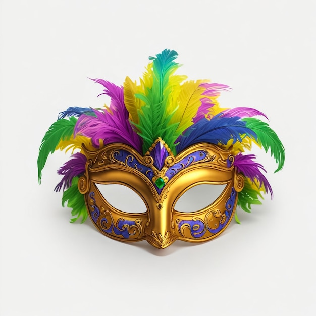 Photo un masque de carnaval coloré sur un fond blanc