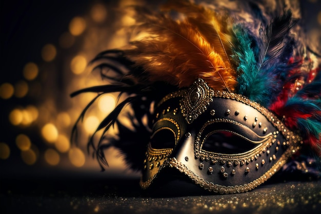 Masque de carnaval sur fond sombre Mardi gras