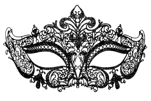 Masque de carnaval noir sur fond blanc