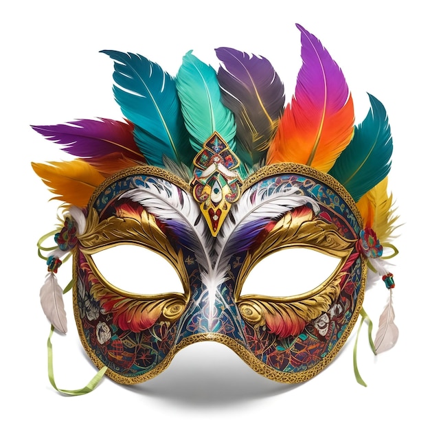 masque de carnaval avec des plumes design d'illustration vectorielle d'icône de style plat