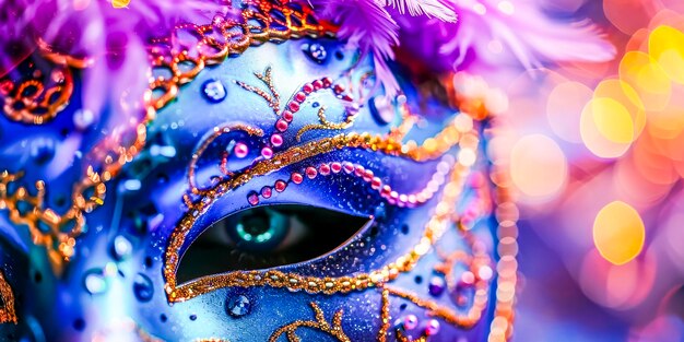 Un masque de carnaval vénitien vibrant et des lumières BokehxA