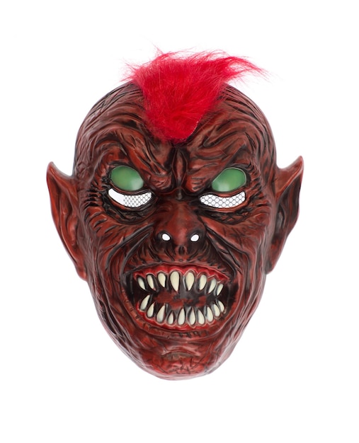 Photo masque de diable rouge d'halloween isolé sur fond blanc