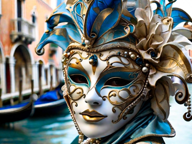 Photo le masque élégant du carnaval de venise