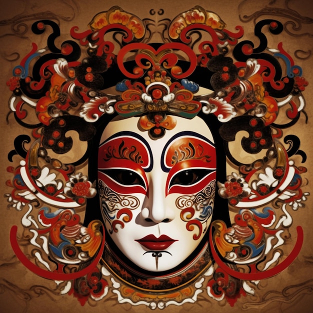 Masque facial d'opéra de Pékin d'art traditionnel chinois