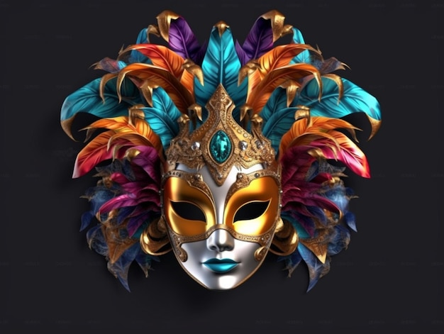 Masque de fête de carnaval vénitien images isolées Art généré par l'IA