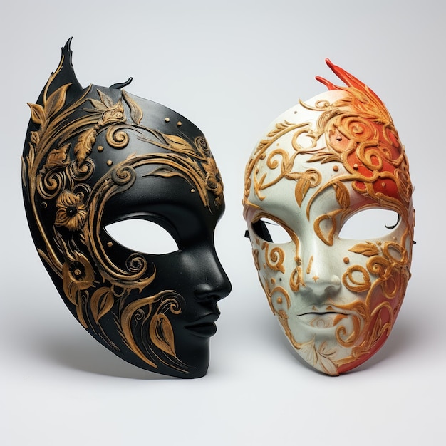 Le masque d'Halloween bicolore Un chef-d'œuvre d'aquarelle vibrant avec des détails exquis