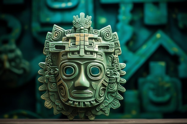 Photo le masque de jade ressemblant au masque de jade emblématique de pakal photo d'illustration