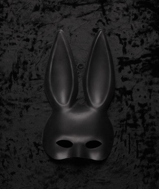 masque de lapin noir sur velours noir