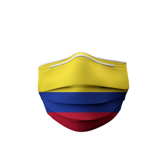 Photo masque médical de protection du drapeau colombien rendu d