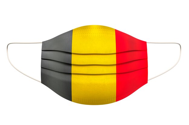 Photo masque médical avec un rendu 3d du drapeau belge