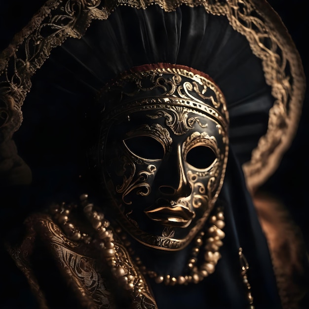 Masque mexicaine métal authentique indigène et un peu sombre sur fond noir