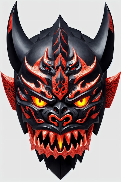 Masque Oni sur fond blanc