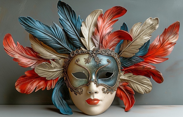 Un masque en plumes de la foire de Venise