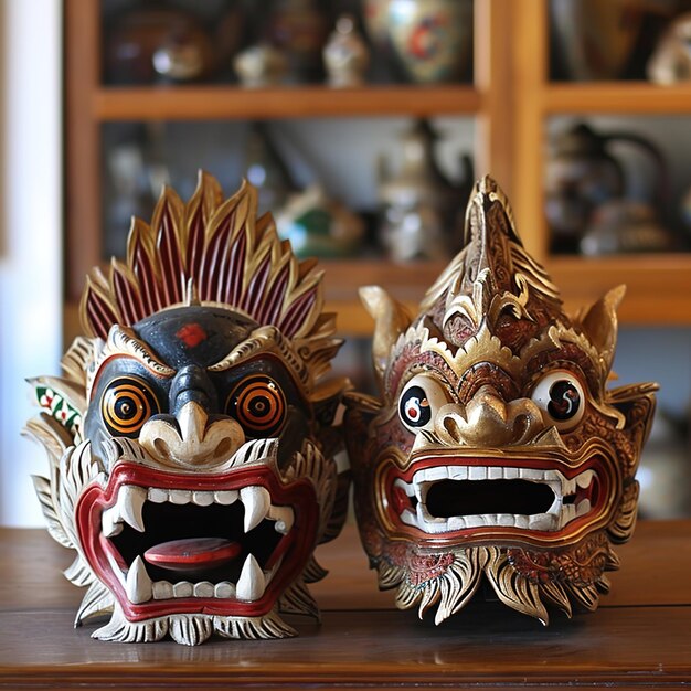 Le masque de Rangda et le masque de Barong