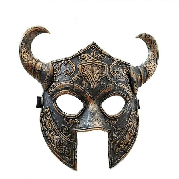 Photo le masque viking aux cornes et à la barbe