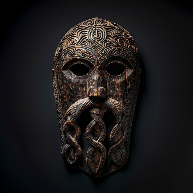 Un masque viking avec une barbe