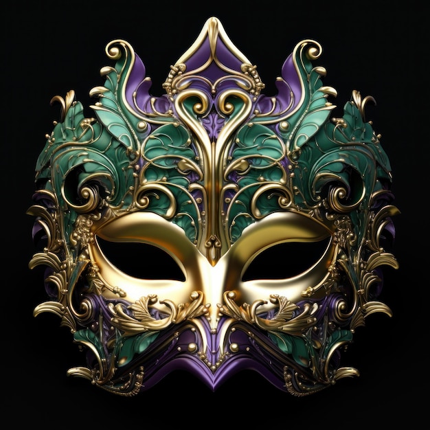 Photo masque violette et verte avec motif de feuille