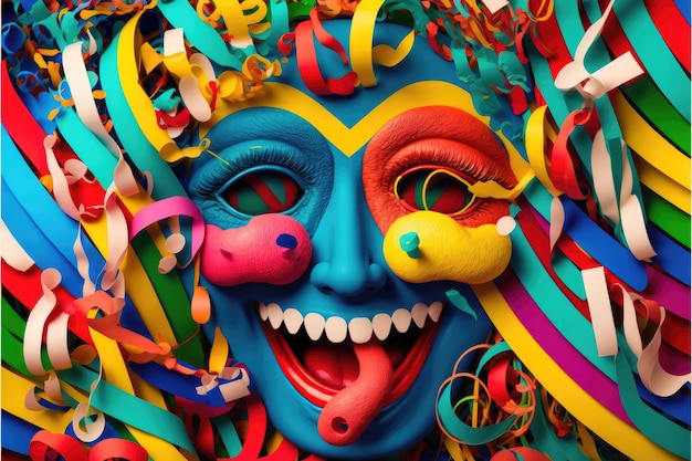 Photo masques de carnaval colorés generative ai