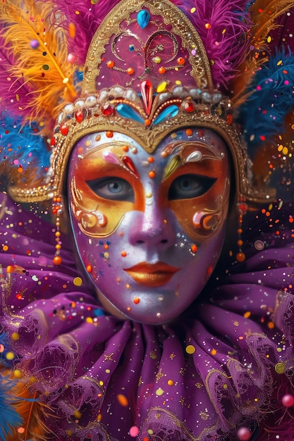 Masques et costumes colorés au carnaval traditionnel de Venise Carnaval vénitien Mardi Gras