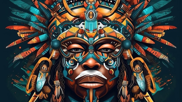 Masques et rituels tribaux africains Concept fantastique Peinture d'illustration