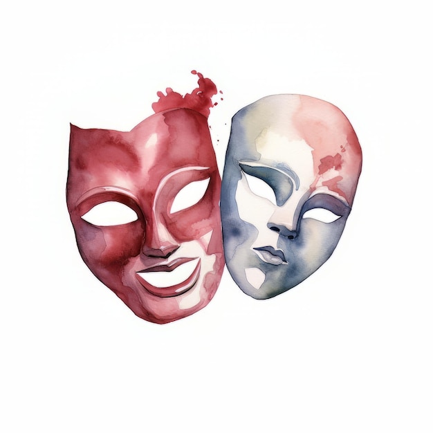 Masques de théâtre à l'aquarelle