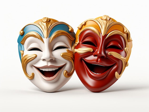 Masques de théâtre isolés avec fond blanc