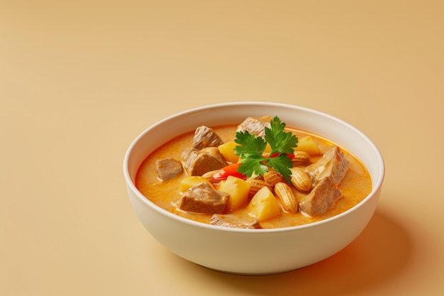 massaman au curry dans un bol sur le fond