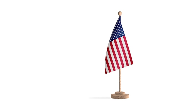 Mât de drapeau américain avec image de fond d'espace blanc