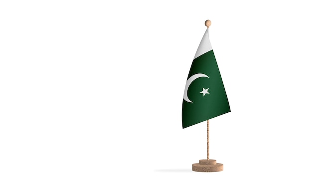 Mât de drapeau pakistanais avec image d'arrière-plan d'espace blanc