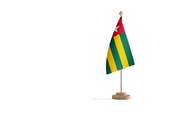 Mât de drapeau togolais avec image d'arrière-plan d'espace blanc