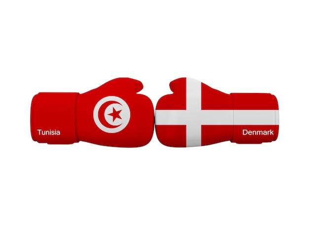 Match de football entre le Danemark et la Tunisie. Compétition de football. Coupe du monde de football du Qatar 2022.