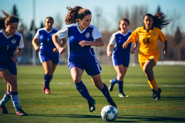 Un match de football féminin intense