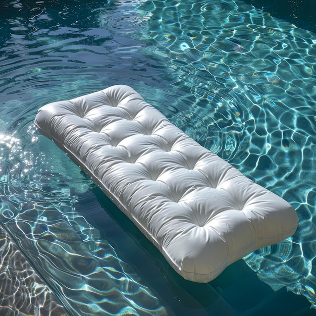 Photo matelas à air blanc dans une piscine avec de l'eau bleue