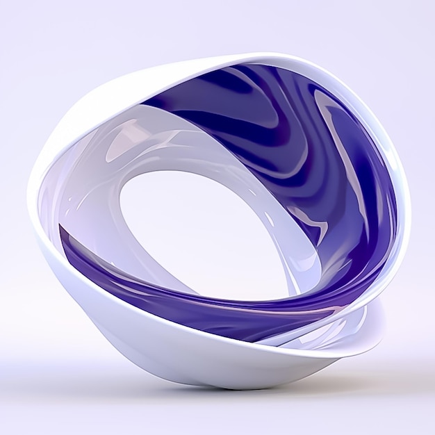 Matériau céramique abstrait à ondes 3d avec des parties en verre transparent violet foncé et blanc générées par Ai