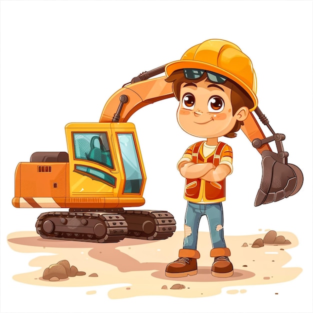 Matériel de construction lourd illustration de dessin animé vectoriel de l'excavatrice jaune