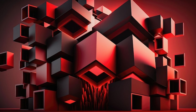 Matériel de fond du cube rouge généré par l'IA