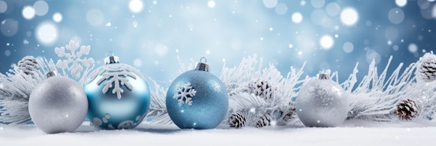 Matériel de fond festif large boule de décoration de Noël bleu