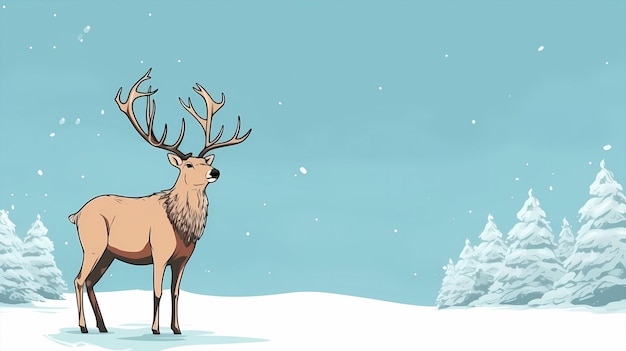 Photo matériel de fond de wapiti de noël dessin animé dessiné à la main