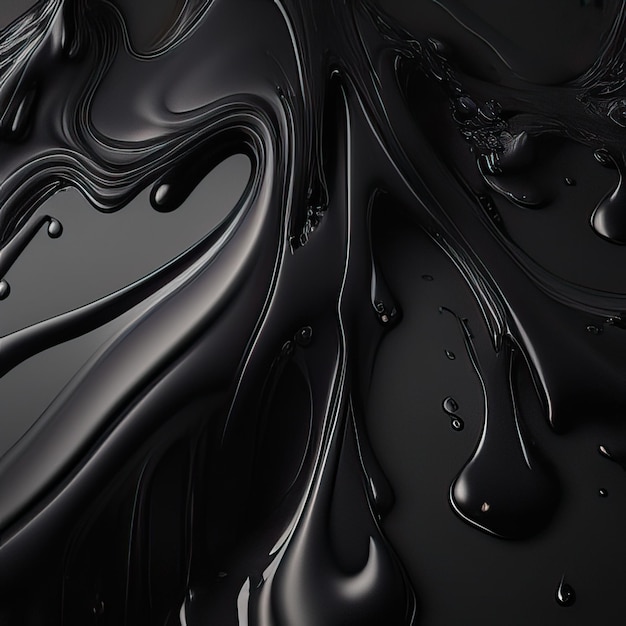 Materiel de texture liquide brillant Arrière-plan or argent peinture à l'eau pinceau vagues et formes