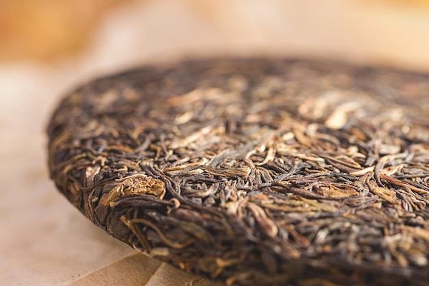 Matières premières du thé chinois en gros plan