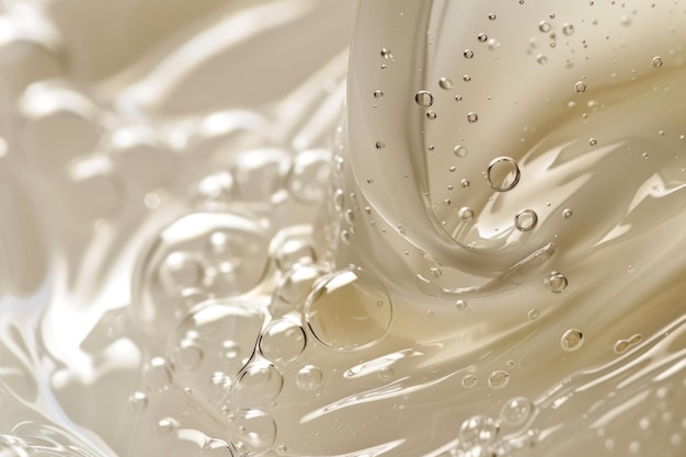 Photo matières premières de produits de soins de la peau en couches à bulles liquides d'essence